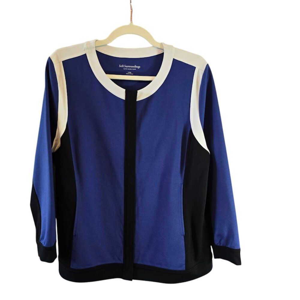 Soft Surroundings Colorblock Snap Button Front Ja… - image 1